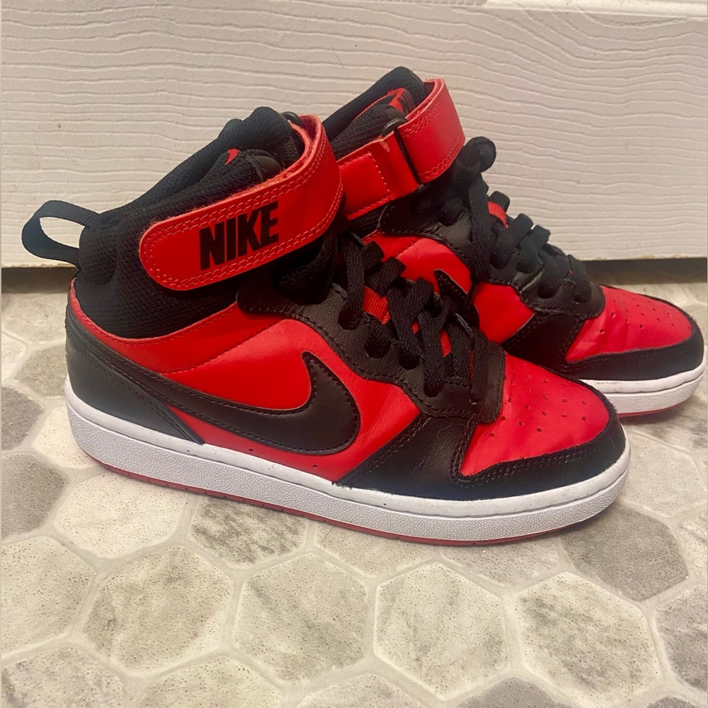 Nike Kids Black and Red High-Top Sneakers